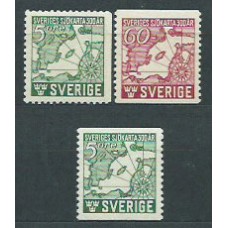 Suecia - Correo 1944 Yvert 305/6+305a * Mh