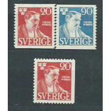 Suecia - Correo 1945 Yvert 315/6+315a * Mh Victor Rydberg poeta