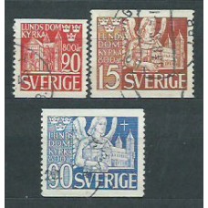 Suecia - Correo 1946 Yvert 319/21 usado Catedral de Lund