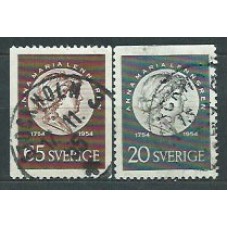 Suecia - Correo 1954 Yvert 387/8 usado Ana M. Lenngren poeta