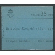 Suecia - Carnet 1964 Yvert 514a ** Mnh Erik Axel poeta