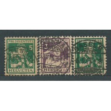 Suiza - Correo 1916 Yvert 151/3 usado