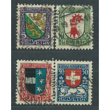 Suiza - Correo 1926 Yvert 222/5 usado Escudos