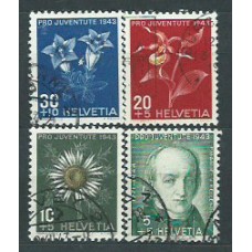 Suiza - Correo 1944 Yvert 388/91 usado Flores