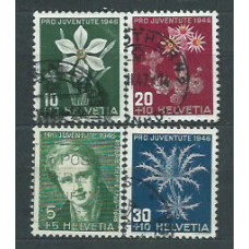 Suiza - Correo 1946 Yvert 433/6 usado Flores