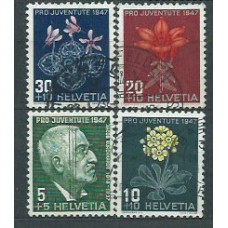 Suiza - Correo 1947 Yvert 445/8 usado Flores