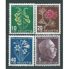 Suiza - Correo 1948 Yvert 467/70 * Mh Flores
