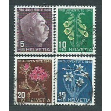 Suiza - Correo 1948 Yvert 467/70 usado Flores