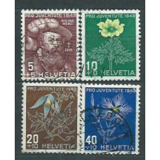 Suiza - Correo 1950 Yvert 493/6 usado Flores