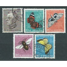 Suiza - Correo 1950 Yvert 502/6 usado Fauna mariposas