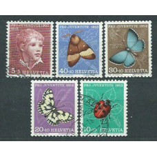 Suiza - Correo 1952 Yvert 526/30 usado Fauna mariposas