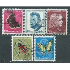 Suiza - Correo 1954 Yvert 539/43 usado Fauna mariposas