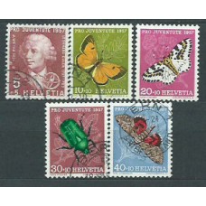 Suiza - Correo 1957 Yvert 597/601 usado Fauna insectos