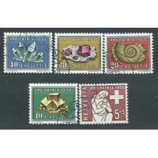 Suiza - Correo 1958 Yvert 606/10 usado Pro patria minerales