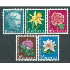 Suiza - Correo 1964 Yvert 738/42 ** Mnh Pro juventud flores