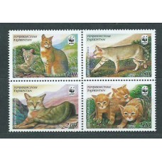 Tadjikistan - Correo Yvert 145/8 ** Mnh Fauna gatos
