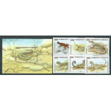 Tadjikistan - Correo Yvert 54/9+Hb 5 ** Mnh Fauna reptiles