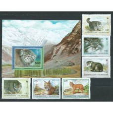 Tadjikistan - Correo Yvert 86/91+Hb 11 ** Mnh Fauna gatos