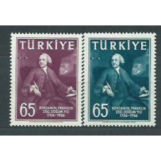 Turquia - Correo 1957 Yvert 1337/8 ** Mnh Benjamin Kranklin