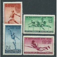 Yugoslavia - Correo 1938 Yvert 326/9 * Mh Deportes